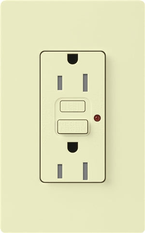 Lutron CAR-15-GFST-AL Claro Self-Testing Tamper Resistant 15A GFCI Receptacle, in Almond