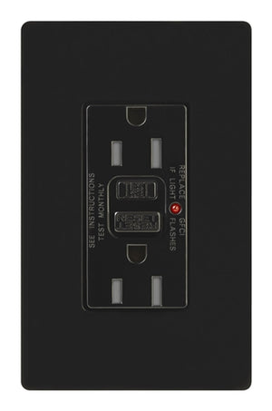 Lutron CAR-15-GFST-BL Claro Self-Testing Tamper Resistant 15A GFCI Receptacle, in Black