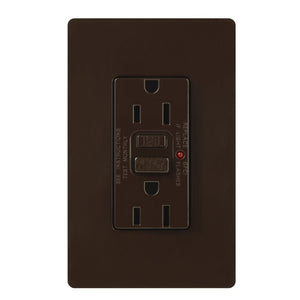 Lutron CAR-15-GFST-BR Claro Self-Testing Tamper Resistant 15A GFCI Receptacle, in Brown