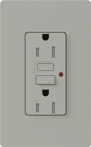 Lutron CAR-15-GFST-GR Claro Self-Testing Tamper Resistant 15A GFCI Receptacle, in Gray