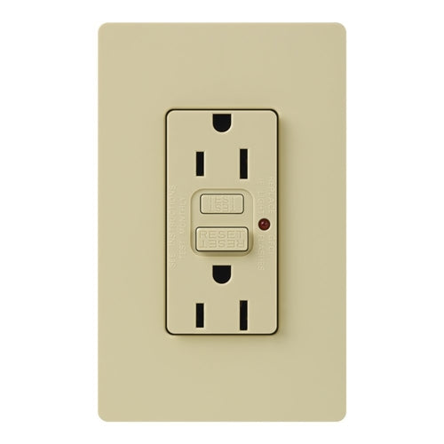 Lutron CAR-15-GFST-IV Claro Self-Testing Tamper Resistant 15A GFCI Receptacle, in Ivory
