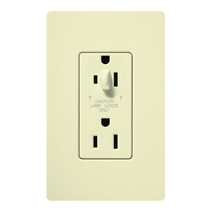 Lutron CAR-15-HDTR-AL Claro Tamper Resistant 15A Split Duplex Receptacle Half for Dimming Use in Almond