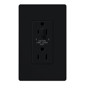 Lutron CAR-15-HDTR-BL Claro Tamper Resistant 15A Split Duplex Receptacle Half for Dimming Use in Black
