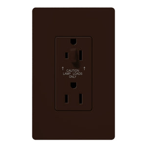 Lutron CAR-15-HDTR-BR Claro Tamper Resistant 15A Split Duplex Receptacle Half for Dimming Use in Brown