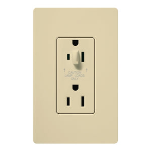 Lutron CAR-15-HDTR-IV Claro Tamper Resistant 15A Split Duplex Receptacle Half for Dimming Use in Ivory