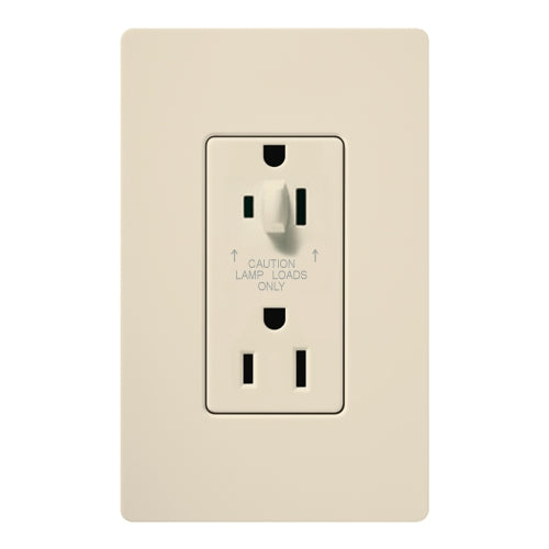 Lutron CAR-15-HDTR-LA Claro Tamper Resistant 15A Split Duplex Receptacle Half for Dimming Use in Light Almond