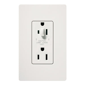 Lutron CAR-15-HDTR-WH Claro Tamper Resistant 15A Split Duplex Receptacle Half for Dimming Use in White