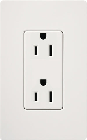 Lutron CAR-15-WH Claro 15A Duplex Receptacle, Not Tamper Resistant, in White