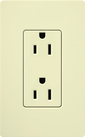 Lutron CAR-15H-AL Claro 15A Duplex Receptacle, Not Tamper Resistant, in Almond