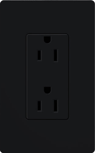 Lutron CAR-15H-BL Claro 15A Duplex Receptacle, Not Tamper Resistant, in Black