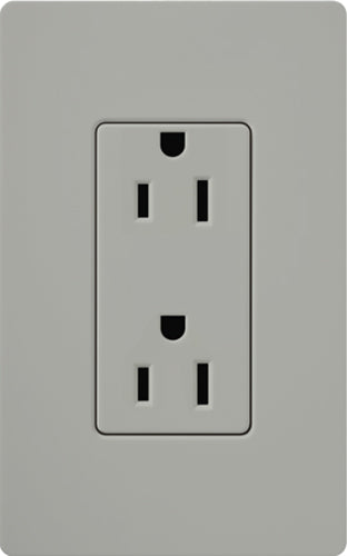 Lutron CAR-15H-GR Claro 15A Duplex Receptacle, Not Tamper Resistant, in Gray