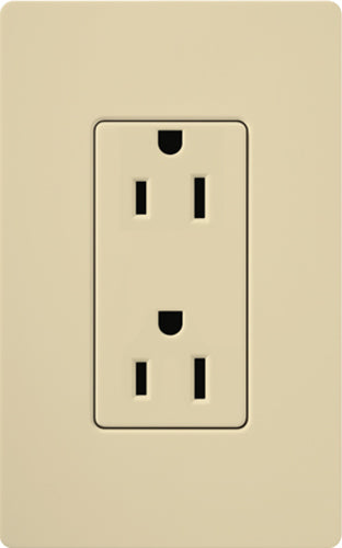 Lutron CAR-15H-IV Claro 15A Duplex Receptacle, Not Tamper Resistant, in Ivory