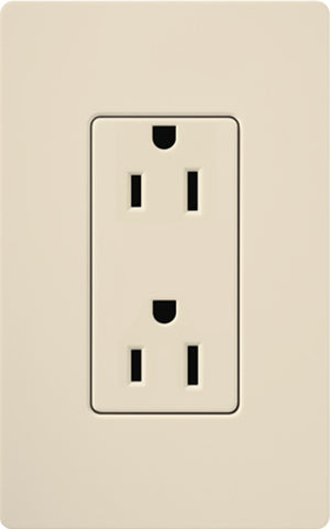 Lutron CAR-15H-LA Claro 15A Duplex Receptacle, Not Tamper Resistant, in Light Almond