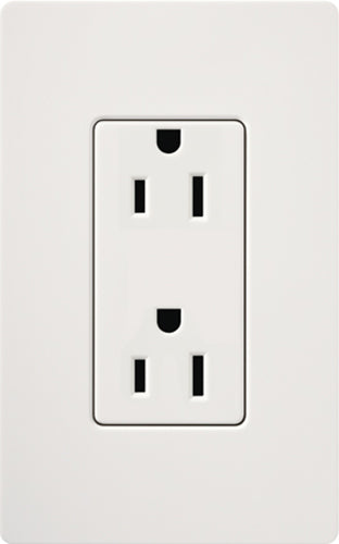 Lutron CAR-15H-WH Claro 15A Duplex Receptacle, Not Tamper Resistant, in White