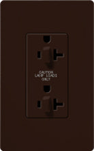 Lutron CAR-20-DDTR-BR Claro Tamper Resistant 20A Duplex Receptacle for Dimming Use in Brown