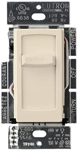 Lutron CTCL-150-LA Skylark Contour 150W Dimmable CFL or LED, 600W Incandescent/ Halogen Single Pole Dimmer in Light Almond