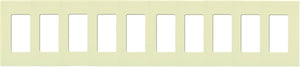 Lutron CW-10-LA (NT-R3R3R3R3R3R3R3R3R3R3-FB-AL Nova T Screwless 10 Gang Wallplate Decora Opening, Fins Broken, in Almond, Matte Finish