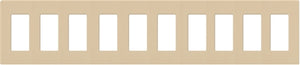 Lutron CW-10-BE (NT-R3R3R3R3R3R3R3R3R3R3-FB-BE) Nova T Screwless 10 Gang Wallplate Decora Opening, Fins Broken, in Beige, Matte Finish