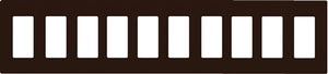 Lutron CW-10-BR (NT-R3R3R3R3R3R3R3R3R3R3-FB-BR) Nova T Screwless 10 Gang Wallplate Decora Opening, Fins Broken, in Brown, Matte Finish