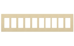 Lutron CW-10-IV (NT-R3R3R3R3R3R3R3R3R3R3-FB-IV) Nova T Screwless 10 Gang Wallplate Decora Opening, Fins Broken, in Ivory, Matte Finish