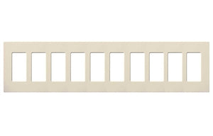 Lutron CW-10-LA (NT-R3R3R3R3R3R3R3R3R3R3-FB-LA) Nova T Screwless 10 Gang Wallplate Decora Opening, Fins Broken, in Light Almond, Matte Finish