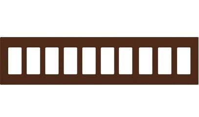 Lutron CW-10-SI (NT-R3R3R3R3R3R3R3R3R3R3-FB-SI) Nova T Screwless 10 Gang Wallplate Decora Opening, Fins Broken, in Sienna, Matte Finish