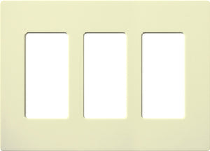 Lutron CW-3-AL Claro Screwless Wallplate 3 Gang in Almond