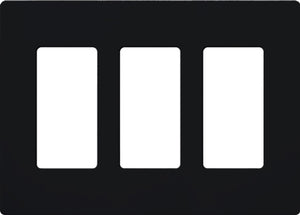 Lutron CW-3-BL Claro Screwless Wallplate 3 Gang in Black