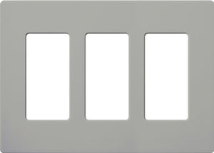 Lutron CW-3-GR Claro Screwless Wallplate 3 Gang in Gray