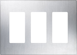 Lutron CW-3-SS Claro Screwless Wallplate 3 Gang in Stainless Steel