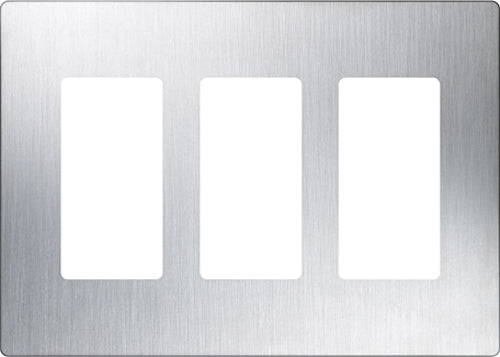 Lutron CW-3-SS Claro Screwless Wallplate 3 Gang in Stainless Steel