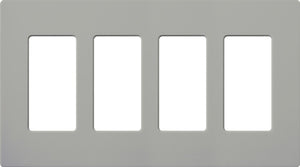Lutron CW-4-GR Claro Screwless Wallplate 4 Gang in Gray