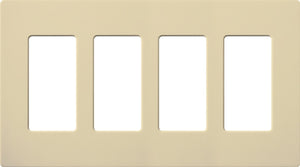 Lutron CW-4-IV Claro Screwless Wallplate 4 Gang in Ivory