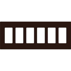 Lutron CW-6-BR Claro Screwless Wallplate 6 Gang in Brown