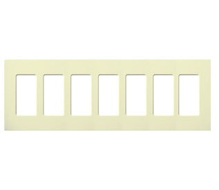 Lutron CW-7-AL (NT-R3R3R3R3R3R3R3-FB-AL) Nova T Screwless 7 Gang Wallplate Decora Opening, Fins Broken, in Almond, Matte Finish
