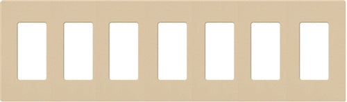 Lutron CW-7-BE (NT-R3R3R3R3R3R3R3-FB-BE) Nova T Screwless 7 Gang Wallplate Decora Opening, Fins Broken, in Beige, Matte Finish