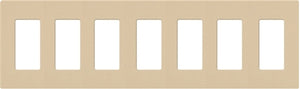 Lutron CW-7-BE (NT-R3R3R3R3R3R3R3-FB-BE) Nova T Screwless 7 Gang Wallplate Decora Opening, Fins Broken, in Beige, Matte Finish