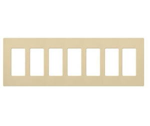 Lutron CW-7-IV (NT-R3R3R3R3R3R3R3-FB-IV) Nova T Screwless 7 Gang Wallplate Decora Opening, Fins Broken, in Ivory, Matte Finish