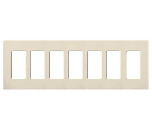 Lutron CW-7-LA (NT-R3R3R3R3R3R3R3-FB-LA) Nova T Screwless 7 Gang Wallplate Decora Opening, Fins Broken, in Light Almond, Matte Finish
