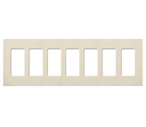 Lutron CW-7-LA (NT-R3R3R3R3R3R3R3-FB-LA) Nova T Screwless 7 Gang Wallplate Decora Opening, Fins Broken, in Light Almond, Matte Finish