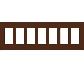 Lutron CW-7-SI (NT-R3R3R3R3R3R3R3-FB-SI) Nova T Screwless 7 Gang Wallplate Decora Opening, Fins Broken, in Sienna, Matte Finish