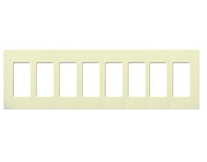 Lutron CW-8-AL (NT-R3R3R3R3R3R3R3R3-FB-AL) Nova T Screwless 8 Gang Wallplate Decora Opening, Fins Broken, in Almond, Matte Finish