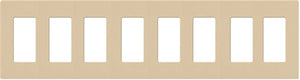 Lutron CW-8-BE (NT-R3R3R3R3R3R3R3R3-FB-BE) Nova T Screwless 8 Gang Wallplate Decora Opening, Fins Broken, in Beige, Matte Finish