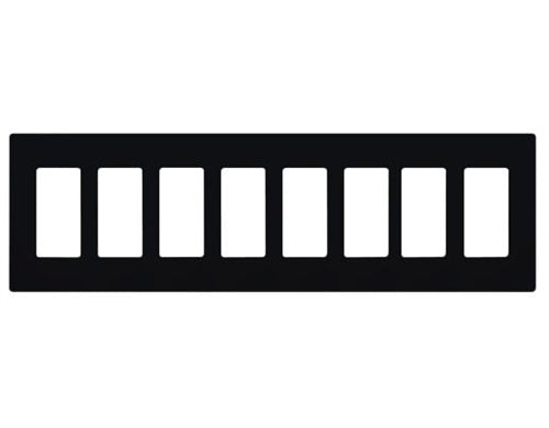 Lutron CW-8-BL (NT-R3R3R3R3R3R3R3R3-FB-BL) Nova T Screwless 8 Gang Wallplate Decora Opening, Fins Broken, in Black, Matte Finish
