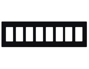 Lutron CW-8-BL (NT-R3R3R3R3R3R3R3R3-FB-BL) Nova T Screwless 8 Gang Wallplate Decora Opening, Fins Broken, in Black, Matte Finish