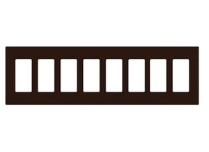 Lutron CW-8-BR (NT-R3R3R3R3R3R3R3R3-FB-BR) Nova T Screwless 8 Gang Wallplate Decora Opening, Fins Broken, in Brown, Matte Finish