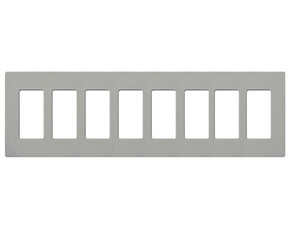 Lutron CW-8-GR (NT-R3R3R3R3R3R3R3R3-FB-GR) Nova T Screwless 8 Gang Wallplate Decora Opening, Fins Broken, in Gray, Matte Finish