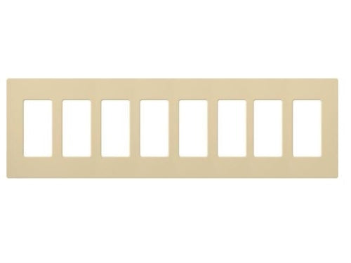 Lutron CW-8-IV (NT-R3R3R3R3R3R3R3R3-FB-IV) Nova T Screwless 8 Gang Wallplate Decora Opening, Fins Broken, in Ivory, Matte Finish