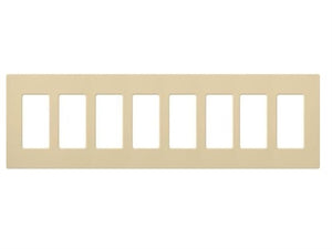 Lutron CW-8-IV (NT-R3R3R3R3R3R3R3R3-FB-IV) Nova T Screwless 8 Gang Wallplate Decora Opening, Fins Broken, in Ivory, Matte Finish