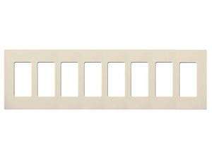 Lutron CW-8-LA (NT-R3R3R3R3R3R3R3R3-FB-LA) Nova T Screwless 8 Gang Wallplate Decora Opening, Fins Broken, in Light Almond, Matte Finish